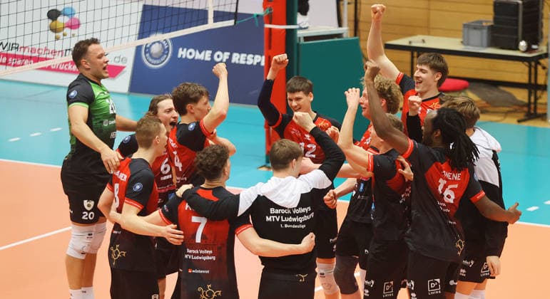 Ludwigsburg , Volleyball Bundesliga , Barock Volleys MTV Ludwigsburg vs FT 1844 Freiburg , Jubel Ludwigsburg
