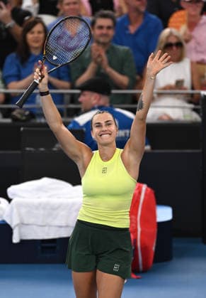 TENNIS BRISBANE INTERNATIONAL, Aryna Sabalenka of Belarus celebrates winning the Women™s Singles final against Marta Kostyuk of Ukraine at the Brisbane International tennis tournament at Pat Rafter Arena in Brisbane, Sunday, January 11, 2026. ( NO ARCHIVING, EDITORIAL USE ONLY BRISBANE QUEENSLAND AUSTRALIA  Copyright: xDAVExHUNTx 20260111132547313884