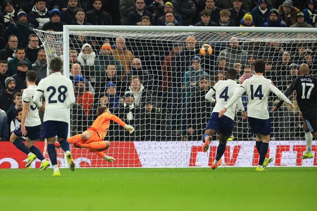 Tottenham Hotspur v Aston Villa, FA Cup, 3rd Round GOAL Aston Villa Midfielder Emi Buendia 10 (Not In the Picture) makes it 0-1 during the FA Cup match between Tottenham Hotspur and Aston Villa at Tottenham Hotspur Stadium, London, UK on 10 January 2026. Editorial use only DataCo restrictions apply See www.football-dataco.com , Copyright: xChrisxFoxwellx PSI-23550-0148