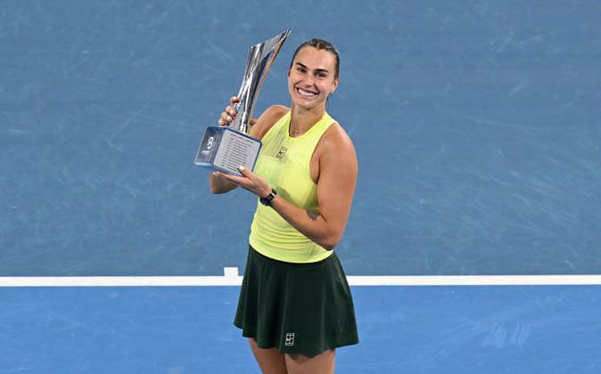 TENNIS BRISBANE INTERNATIONAL, Aryna Sabalenka of Belarus celebrates after winning the Women™s Singles final against Marta Kostyuk of Ukraine at the Brisbane International tennis tournament at Pat Rafter Arena in Brisbane, Sunday, January 11, 2026. ( NO ARCHIVING, EDITORIAL USE ONLY BRISBANE QUEENSLAND AUSTRALIA  Copyright: xDAVExHUNTx 20260111133061770165