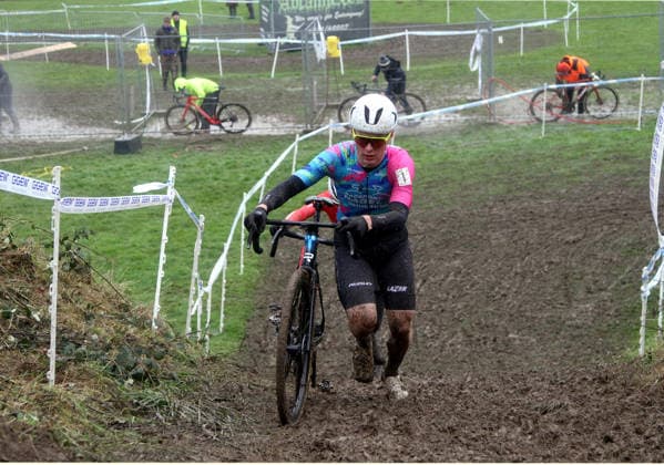 lsb Cycling Cyclo Cross German Championships in Bensheim 10 and 11 01 2026 Season 2025 2026 Bensheim v l Max Oertzen Nagel Racing Team Second U 23 Action, single image,
