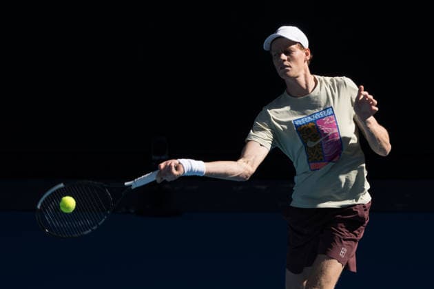January 11, 2026: The defending champion JANNIK SINNER of Italy practises on Margaret Court Arena ahead of the 2026 Australian Open in Melbourne, Australia which starts in one weekÃ¢â‚¬â ¢s time. Cal Media Melbourne Australia - ZUMAc04_ 20260111_faf_c04_017 Copyright: xSydneyxLowx