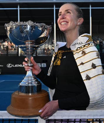 Ukraine™s Elina Svitolina celebrates winning the singles final at the ASB Classic Women™s WTA250 tennis tournament at Manuka Doctor Arena, Auckland,New Zealand. Sunday 11 January 2026. Photo: Andrew Cornaga z Auckland New Zealand Copyright: xAndrewxCornaga x