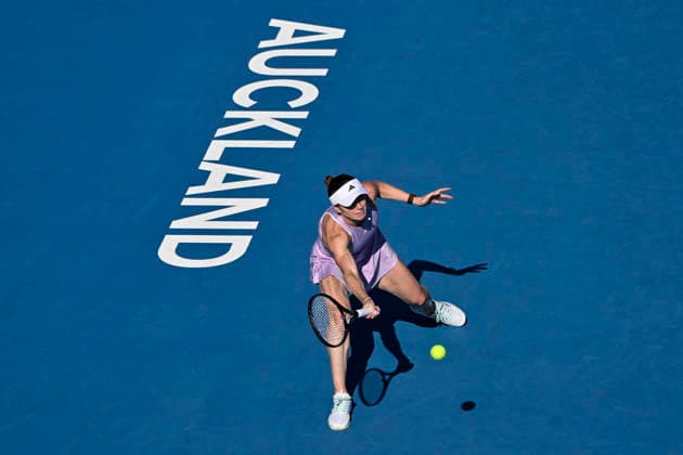 Elina Svitolina (UKR) returns a shot in the women s single final match of the ASB Classic Women™s WTA250 tennis tournament at Manuka Doctor Arena, Auckland, New Zealand on Sunday 11 January 2026. Photo credit: Alan Lee Auckland New Zealand Copyright: xAlanxLeex xx
