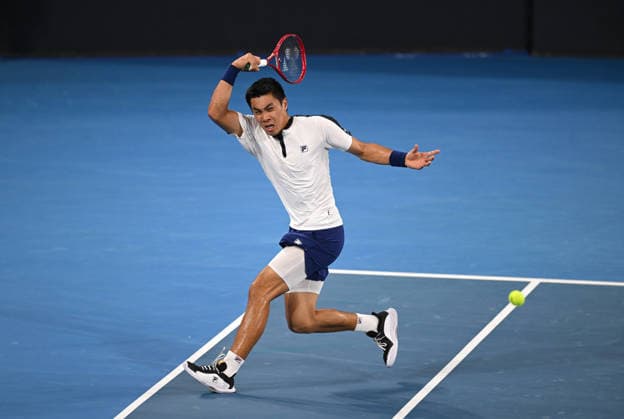 TENNIS BRISBANE INTERNATIONAL, Brandon Nakashima of USA in action during the Mens Singles final against Daniil Medvedev of Russia at the Brisbane International tennis tournament at Pat Rafter Arena in Brisbane, Sunday, January 11, 2026. ( NO ARCHIVING, EDITORIAL USE ONLY BRISBANE QUEENSLAND AUSTRALIA  Copyright: xDAVExHUNTx 20260111144476705060