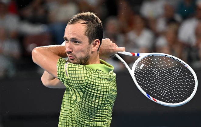 TENNIS BRISBANE INTERNATIONAL, Daniil Medvedev of Russia in action during the Mens Singles final against against Brandon Nakashima of USA at the Brisbane International tennis tournament at Pat Rafter Arena in Brisbane, Sunday, January 11, 2026. ( NO ARCHIVING, EDITORIAL USE ONLY BRISBANE QUEENSLAND AUSTRALIA  Copyright: xDAVExHUNTx 20260111197271701039