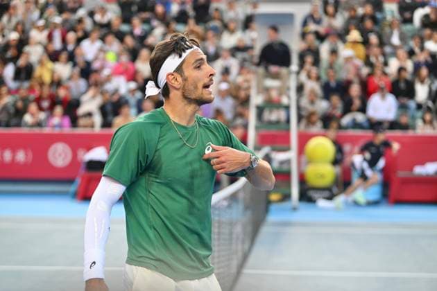 Hong Kong Tennis Open(ATP250) - Day 8 Lorenzo Musetti, an Italian tennis player, during a match at the Hong Kong Tennis Open(ATP250) on January 11, 2026 in Hong Kong. (Photo by Kobe Li Nexpher Images) Hong Kong