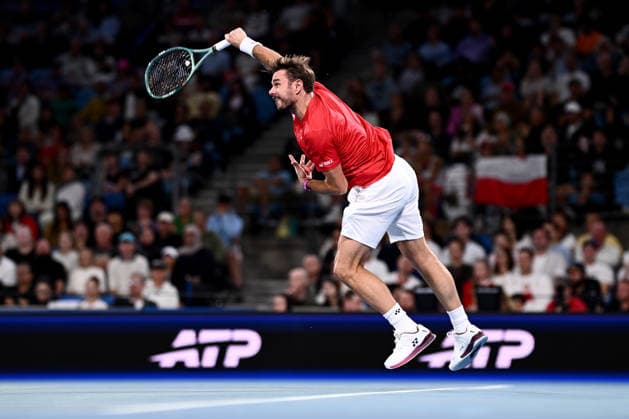TENNIS UNITED CUP SYDNEY, Stan Wawrinka of Switzerland serves during the singles match against Hubert Hurkacz of Poland during the 2026 United Cup final between Poland and Switzerland at Ken Rosewall Arena in Sydney, Sunday, January 11, 2026. ( NO ARCHIVING, EDITORIAL USE ONLY SYDNEY NEW SOUTH WALES AUSTRALIA  Copyright: xDANxHIMBRECHTSx 20260111134236663328