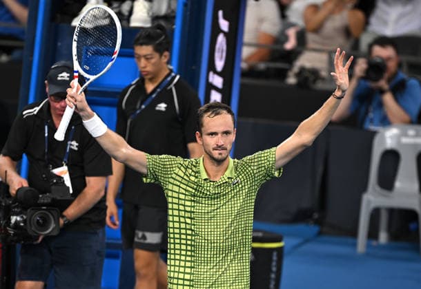 TENNIS BRISBANE INTERNATIONAL, Daniil Medvedev of Russia celebrates winning the Mens Singles final against Brandon Nakashima of USA at the Brisbane International tennis tournament at Pat Rafter Arena in Brisbane, Sunday, January 11, 2026. ( NO ARCHIVING, EDITORIAL USE ONLY BRISBANE QUEENSLAND AUSTRALIA  Copyright: xDAVExHUNTx 20260111155125095969