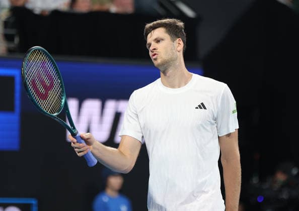 January 11, 2026, Sydney, New South Wales, Australia: HUBERT HURKACZ of Poland during the match against.S. Wawrinka of Switzerland in the final United Cup at Ken Rosewall Arena, Sydney, Australia. Sydney Australia - ZUMAc278 20260111_zsp_c278_025 Copyright: xMarcinxCholewinskix