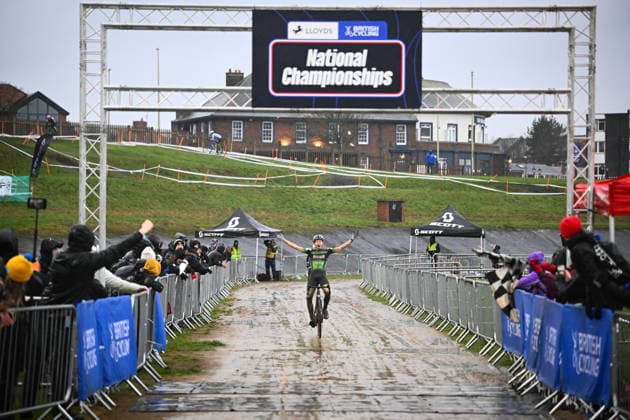 2026 Lloyds National Cyclo-cross Championships Picture by Olly Hassell SWpix.com - 11 01 2026 - Cycling - 2026 Lloyds National Cyclo-Cross Championships - Junior Open, Gypsies Green, South Shields, England, Winner Jacob Steed (Sherwood Pines Cycles Forme) Copyright: x xSWpix.comx(t axPhotographyxHubxLtd)xOllyxHassell SWpix.comx SWP-3159-0287