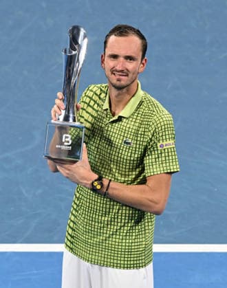 TENNIS BRISBANE INTERNATIONAL, Daniil Medvedev of Russia celebrates winning the Mens Singles final against Brandon Nakashima of USA at the Brisbane International tennis tournament at Pat Rafter Arena in Brisbane, Sunday, January 11, 2026. ( NO ARCHIVING, EDITORIAL USE ONLY BRISBANE QUEENSLAND AUSTRALIA  Copyright: xDAVExHUNTx 20260111183252572150