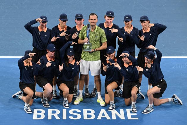 TENNIS BRISBANE INTERNATIONAL, Daniil Medvedev of Russia celebrates winning the Mens Singles final against Brandon Nakashima of USA at the Brisbane International tennis tournament at Pat Rafter Arena in Brisbane, Sunday, January 11, 2026. ( NO ARCHIVING, EDITORIAL USE ONLY BRISBANE QUEENSLAND AUSTRALIA  Copyright: xDAVExHUNTx 20260111190296346790
