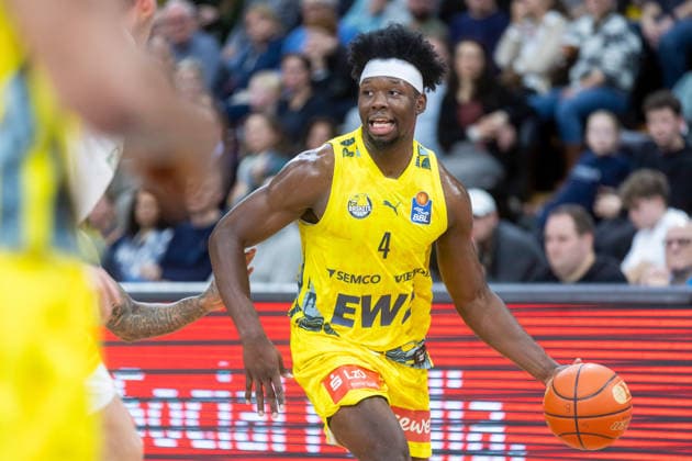 Oldenburg, Lower Saxony, DEU, 10 01 2026, Brian Fobbs EWE Baskets Oldenburg EWE Baskets Oldenburg vs Syntainics MBC Basketball 1 Basketball Bundesliga Season 2025 2026, Matchday 15, Grosse EWE Arena EWE Baskets Oldenburg vs Syntainics MBC www.andreas-burmann.de