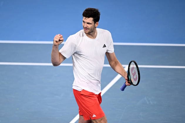 TENNIS UNITED CUP SYDNEY, Hubert Hurkacz of Poland celebrates winning the singles match against Stan Wawrinka of Switzerland during the 2026 United Cup final between Poland and Switzerland at Ken Rosewall Arena in Sydney, Sunday, January 11, 2026. ( NO ARCHIVING, EDITORIAL USE ONLY SYDNEY NEW SOUTH WALES AUSTRALIA  Copyright: xDANxHIMBRECHTSx 20260111191353175275
