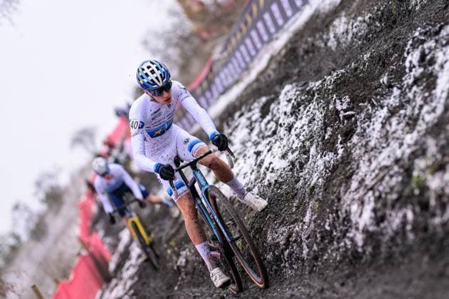 Belgian Lars Peers pictured in action during the Novices second year men race at the Belgian Cyclocross Championships in Beringen on Sunday 11 January 2026. DAVIDxPINTENS  x155123684x
