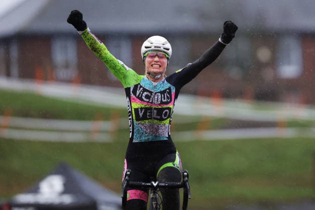 2026 Lloyds National Cyclo-cross Championships Picture by Alex Whitehead SWpix.com SWpix.com - 11 01 2026 - Cycling - 2026 Lloyds National Cyclo-Cross Championships - Junior Female Open, Gypsies Green, South Shields, England, Winner Peggy Knox (ViCiOUS VELO) Wins Her Third Consecutive Cyclo-Cross Title Copyright: x xSWpix.comx(t axPhotographyxHubxLtd)xAlexxWhitehead SWpix.comx SWP-3159-0302