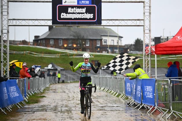 2026 Lloyds National Cyclo-cross Championships Picture by Olly Hassell SWpix.com SWpix.com - 11 01 2026 - Cycling - 2026 Lloyds National Cyclo-Cross Championships - Junior Female Open, Gypsies Green, South Shields, England, Winner Peggy Knox (ViCiOUS VELO) Wins Her Third Consecutive National Cyclo-Cross Title Copyright: x xSWpix.comx(t axPhotographyxHubxLtd)xOllyxHassell SWpix.comx SWP-3159-0306