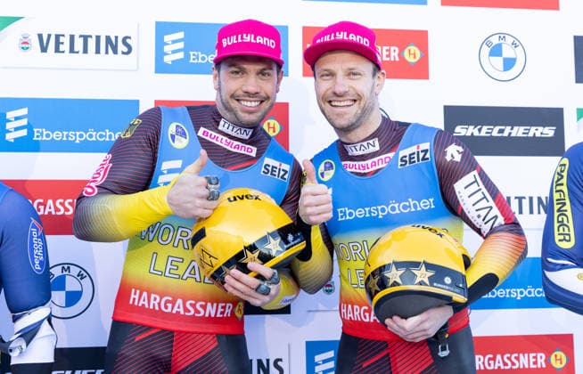 picture: Tobias Wendl, Tobias Arlt (GER) 11.01.2026 luge 5. FIL Eberspächer Luge World Cup, VELTINS Ice Arena Winterberg, Nordrhein-Westfalen, Germany (GER) Men™s Doubles photographer: FIL Michael Kristen *** picture Tobias Wendl, Tobias Arlt GER 11 01 2026 luge 5 FIL Eberspächer Luge World Cup, VELTINS Ice Arena Winterberg, Nordrhein Westfalen, Germany GER Men™s Doubles photographer FIL Michael Kristen