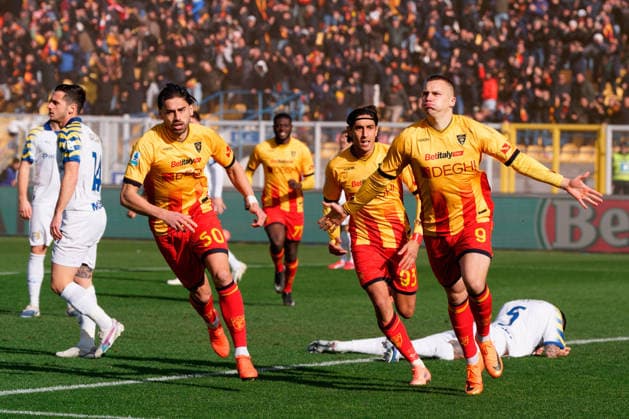 CALCIO - Serie A - US Lecce vs Parma Calcio Nikola Stulic of US Lecce celebrates after scoring a goal during US Lecce vs Parma Calcio, Italian soccer Serie A match in Lecce, Italy, January 11 2026 Lecce Italy  Copyright: xIPAxSport ABACAx