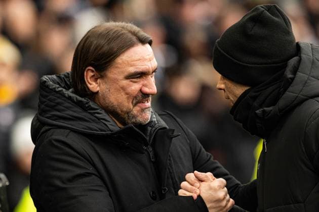 11th January 2026; Pride Park, Derby, Derbyshire, England; FA Cup Football, Derby County versus Leeds United; Leeds United Manager Daniel Farke greets the fourth official Darren England  GodfreyxPitt Content restricted for UK based newspaper