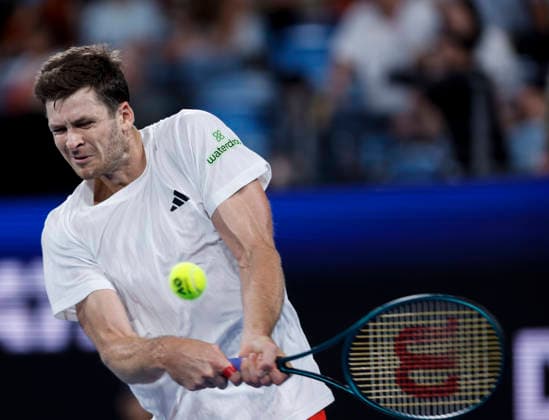 (260111) -- SYDNEY, Jan. 11, 2026 -- Hubert Hurkacz of Team Poland hits a return during the men s singles match against Stan Wawrinka of Team Switzerland at the 2026 United Cup tennis tournament final in Sydney, Australia, Jan. 11, 2026. ) (SP)AUSTRALIA-SYDNEY-TENNIS-UNITED CUP-FINAL-POL VS SUI MaxPing 