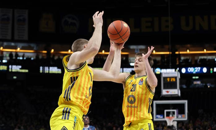 Martynas Echodas, Anton Nufer Match scene Action Sport Basketball BBL Bundesliga Men 15 Matchday Season 2025 2026 11 01 2026 ALBA Berlin vs MLP Academics Heidelberg