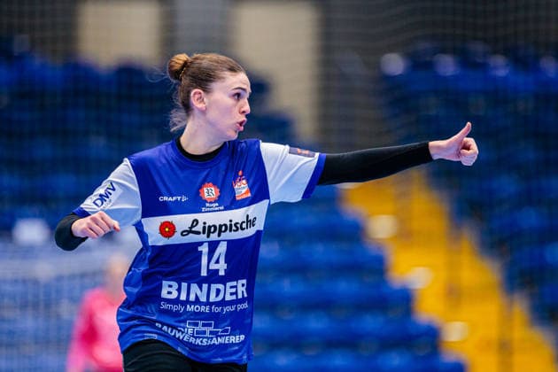Ona Vegue HSG Blomberg Lippe, 14 celebrates after scoring goal GER, HSG Blomberg Lippe GER vs Chambray Touraine Handball FRA , Handball, EHF European League Women, Group Phase, 11 01 2026 GER, HSG Blomberg Lippe GER vs Chambray Touraine Handball FRA , Handball, EHF European League Women, Group Phase, 11 01 2026 Lemgo Copyright: xEibner-Pressefoto JanxRollingerx EP_JSK