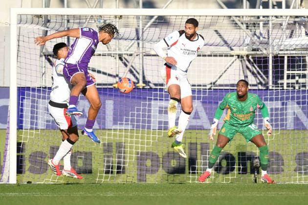 Foto IPP Giacomo Morini Firenze 11 01 2026 Campionato di calcio di serie A 2025 2026 Acf Fiorentina vs Ac Milan. nella foto: Cher Ndour colpo di testa italy ITALY  Copyright: xR4924_italyphotopressx
