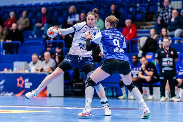 v l Jovana Stoiljkovic Chambray Touraine Handball, 33 , Nieke Kuehne HSG Blomberg Lippe, 09 GER, HSG Blomberg Lippe GER vs Chambray Touraine Handball FRA , Handball, EHF European League Women, Group Phase, 11 01 2026 GER, HSG Blomberg Lippe GER vs Chambray Touraine Handball FRA , Handball, EHF European League Women, Group Phase, 11 01 2026 Lemgo Copyright: xEibner-Pressefoto JanxRollingerx EP_JSK