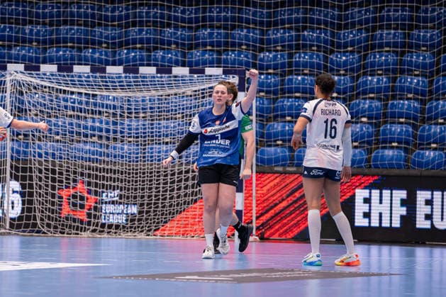 HSG Blomberg Lippe GER vs Chambray Touraine Handball FRA , Handball, EHF European League Women, Group Phase, 11 1 2026, Season 2025 2026, Lemgo Diana Magnusdottir HSG Blomberg Lippe, 07 cheers after a goal Lemgo Phoenix Contact Arena Germany
