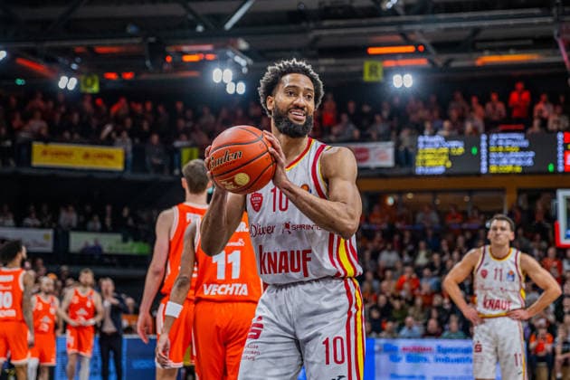 1 Basketball Bundesliga, easyCredit BBL, Season 2025 2026, Men, Main Round, Matchday 15, 11 01 2026, RASTA Vechta Fitness First Würzburg Baskets Davion Mintz 10 Fitness First Würzburg Baskets during the game Vechta RASTA Dome Lower Saxony Germany