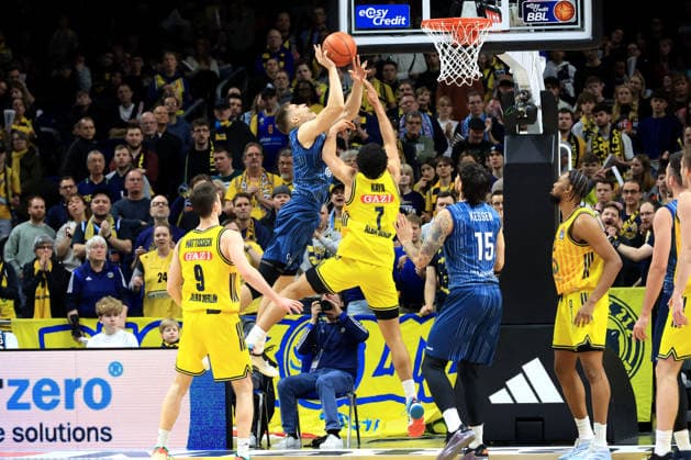 DEU, easyCredit BBL, ALBA vs MLP Academics Heidelberg, 11 01 2026, Uber Arena, Berlin, DEU, easyCredit BBL, ALBA vs MLP Academics Heidelberg, in the picture Jack Kayil ALBA Berlin 7 , Dusan Neskovic Heidelberg 7 nordphotoxGmbHx xEngler nph00076