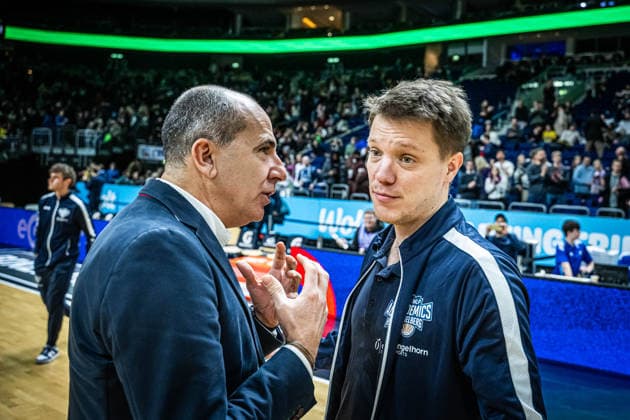 Basketball Berlin 11 01 2026 Season 2025 2026 EasyCredit BBL 1 Bundesliga Men, Men Alba Berlin MLP Academics Heidelberg Himar Ojeda left Alex Vogel right