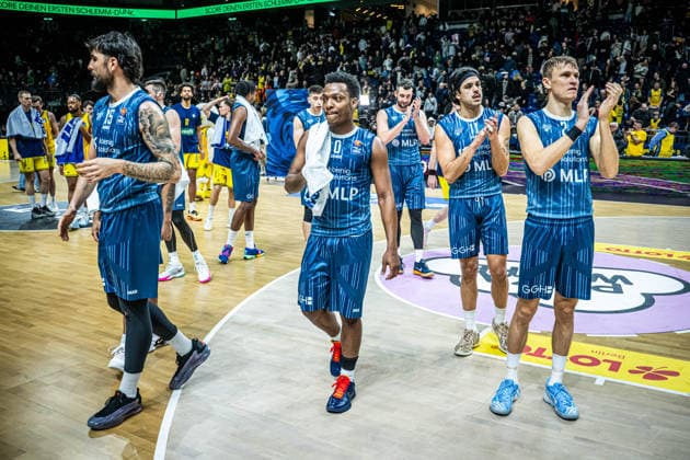 Basketball Berlin 11 01 2026 Season 2025 2026 EasyCredit BBL 1 Bundesliga Men, Men Alba Berlin MLP Academics Heidelberg dejected Heidelberg players after the game