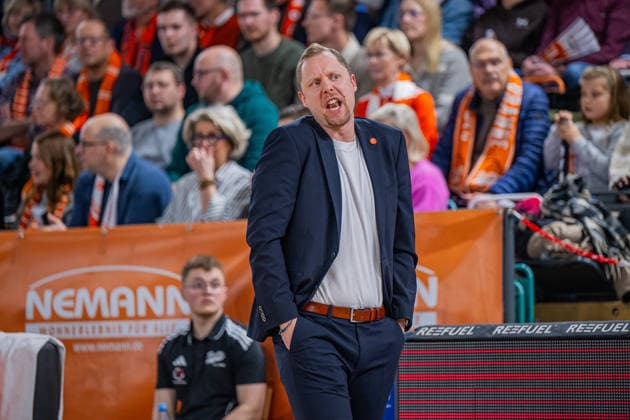 1 Basketball Bundesliga, easyCredit BBL, Season 2025 2026, Men, Main Round, Matchday 15, 11 01 2026, RASTA Vechta Fitness First Würzburg Baskets Christian Held Head Coach RASTA Vechta during the game Vechta RASTA Dome Lower Saxony Germany