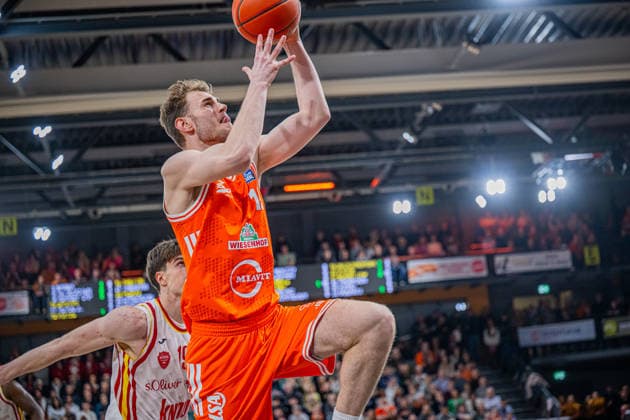 1 Basketball Bundesliga, easyCredit BBL, Season 2025 2026, Men, Main Round, 15 Matchday, 11 01 2026, RASTA Vechta Fitness First Würzburg Baskets Linus Trettin 15 RASTA Vechta in action Vechta RASTA Dome Lower Saxony Germany