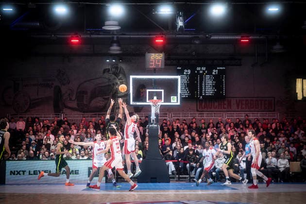 Barmer 2 Basketball Bundesliga ProA Rheinstars Koeln vs BBC Bayreuth, 11 01 26 Cologne, 11 01 26 Rayshawn Mart BBC Bayreuth,3 , Adam John Paige RheinStars Cologne, 13, PF , Justin Onyejiaka RheinStars Cologne, 22, SF , Marko Cuvalor RheinStars Cologne, 14, C during the game of the Barmer 2 Basketball Bundesliga ProA Rheinstars Koeln vs BBC Bayreuth at Motor World in Cologne Copyright: xBEAUTIFULxSPORTS AxelxKohringx
