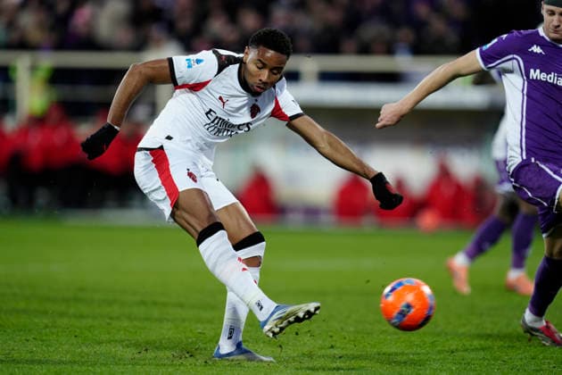 Fußball, Italien, AC Florenz - AC Mailand Christopher Nkunku (AC Milan) scores his team s first goal, Serie A, ACF Fiorentina v AC Milan, Artemio Franchi Stadium, January 11, 2026, Firenze, Italy.