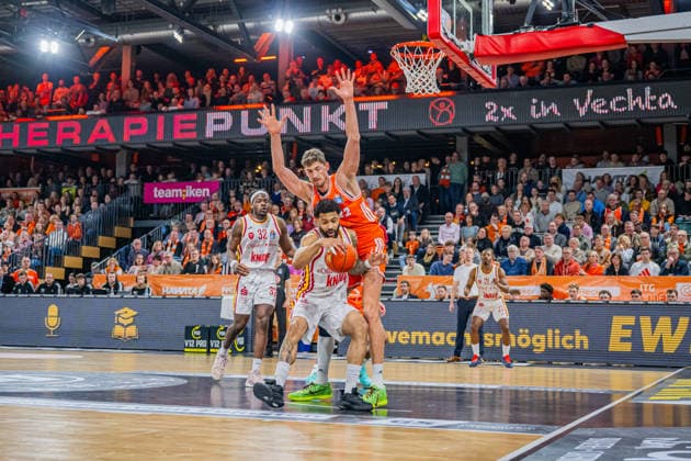 1 Basketball Bundesliga, easyCredit BBL, Season 2025 2026, Men, Main Round, 15 Matchday, 11 01 2026, RASTA Vechta Fitness First Würzburg Baskets David Muenkat 55 Fitness First Würzburg Baskets in action Vechta RASTA Dome Lower Saxony Germany