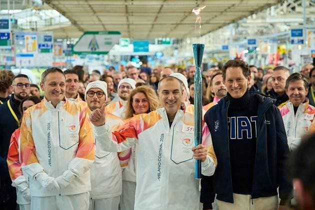 January 11, 2026, Torino: Dopo aver attraversato alcuni dei principali siti produttivi italiani del Gruppo - Pomigliano d Arco, Melfi e Modena - il viaggio della Fiamma Olimpica verso Milano Cortina 2026 raggiunge lo storico stabilimento di Mirafiori a Torino, con una cerimonia speciale alla presenza di John Elkann, Presidente di , che ha acceso la fiaccola con la Fiamma Olimpica, e nelle vesti di tedofori, di Emanuele Cappellano, COO Enlarged Europe, e Olivier Francois, CEO di FIAT e Global CMO di , Torino, 11 gennaio 2026 ANSA ufficio stampa ++FOTO DIFFUSA DALL UFFICIO STAMPA - USARE SOLO PER ILLUSTRARE OGGI LA NOTIZIA INDICATA NEL TITOLO - NON ARCHIVIARE FOTO NON IN VENDITA - DA USARE SOLO PER FINI GIORNALISTICI - NPK+++ .---.An handout picture provided by press office shows the journey of the Olympic Flame towards Milano Cortina 2026 which reaches the historic Mirafiori factory in Turin, with a special ceremony in the presence of John Elkann, President of , who lit the torch with the Olympic Flame, and in the guise of torchbearers, Emanuele Cappellano, COO Enlarged Europe, and Olivier Francois, CEO of FIAT and Global CMO of , Turin, 11 January 2026 ANSA press office handout +++ ANSA PROVIDES ACCESS TO THIS HANDOUT PHOTO TO BE USED SOLELY TO ILLUSTRATE NEWS REPORTING OR COMMENTARY ON THE FACTS OR EVENTS DEPICTED IN THIS IMAGE - NO ARCHIVING - NO LICENSING - NPK Milano Cortina: La Fiamma Olimpica Fa Tappa Allo Storico Stabilimento Di Mirafiori  - ZUMAa110 20260111_zaf_a110_047 Copyright: xStellantisx
