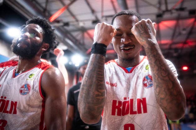Barmer 2 Basketball Bundesliga ProA Rheinstars Koeln vs BBC Bayreuth, 11 01 26 Cologne, 11 01 26 Cerdic Russel jr Rheinstars Cologne, 0, PG is happy about the victory after the Barmer 2 Basketball Bundesliga ProA Rheinstars Koeln vs BBC Bayreuth game at the Motor World in Cologne Copyright: xBEAUTIFULxSPORTS AxelxKohringx