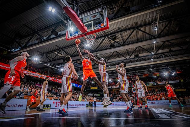 1 Basketball Bundesliga, easyCredit BBL, Season 2025 2026, Men, Main Round, 15 Matchday, 11 01 2026, RASTA Vechta Fitness First Würzburg Baskets Malcolm Dandridge 23 RASTA Vechta at the Korbleger Vechta RASTA Dome Niedersachsen Germany