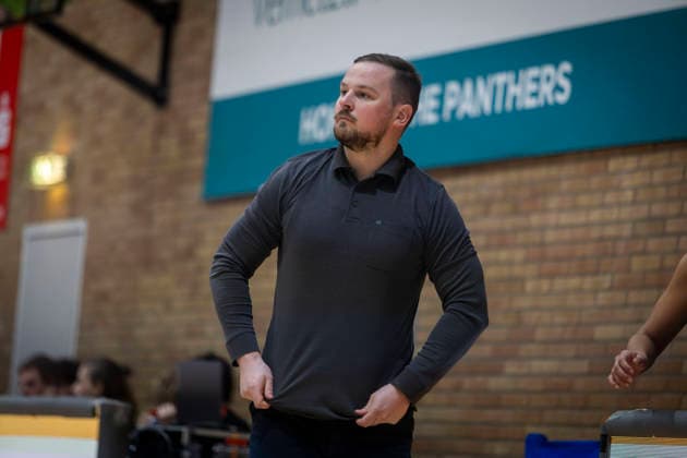 MatÄ ss RoÅ¾lapa LVA Headcoach Royals GiroLive Panthers Osnabrück 73 65 Saarlouis Royals 1 Womens Basketball Bundesliga 1DBBL Panthers vs Royals
