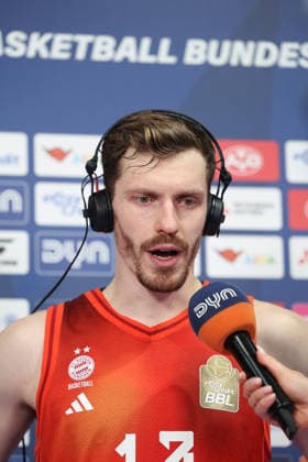 Andreas Obst FC Bayern Basketball, 13 at the post-match interview, GER, FC Bayern Basketball vs Telekom Baskets Bonn, Basketball, easycredit Basketball Bundesliga, Matchday 15, Season 2025 2026, 11 01 2026, GER, FC Bayern Basketball vs Telekom Baskets Bonn, Basketball, easycredit Basketball Bundesliga, Matchday 15, Season 2025 2026, 11 01 2026 Muenchen Copyright: xEibner-Pressefoto JennixMaulx EP_JML