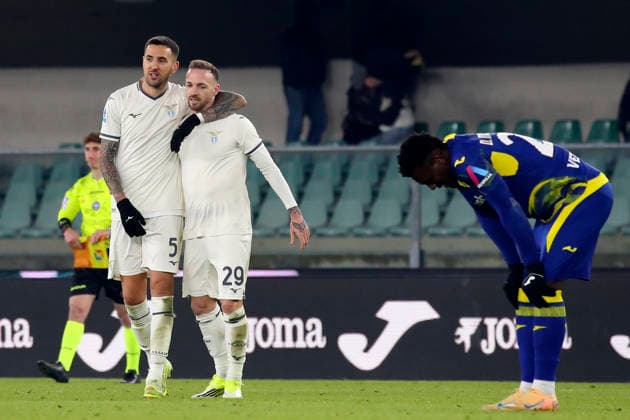 Lazio celebration in the end during the Serie A soccer match between Hellas Verona and Lazio at the Bentegodi Stadium in Verona, north west Italy - Sunday , January 11 , 2026. - Soccer .  Copyright: xPaolaxGarbuio Lapressex
