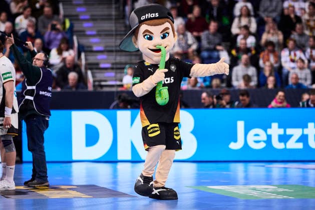 Handball mens national match Germany Croatia on 11 01 2026, Mascot Germany Hanover ZAG arena Lower Saxony Germany