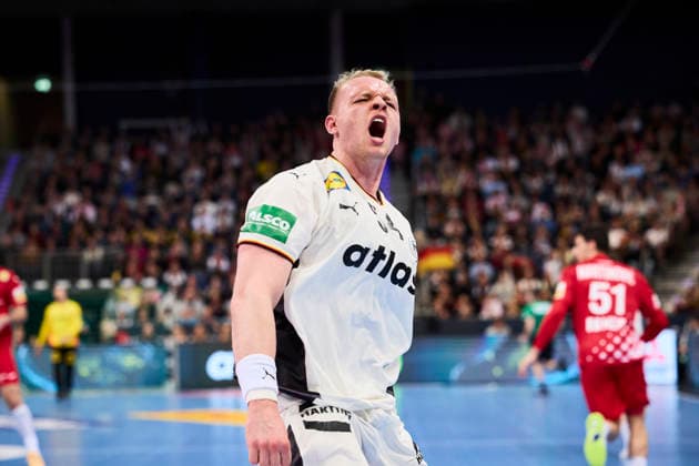 Handball Men Laenderspiel Germany Croatia on 11 01 2026, Goal for Germany by Justus Fischer 54 Germany Hannover ZAG arena Niedersachsen Germany
