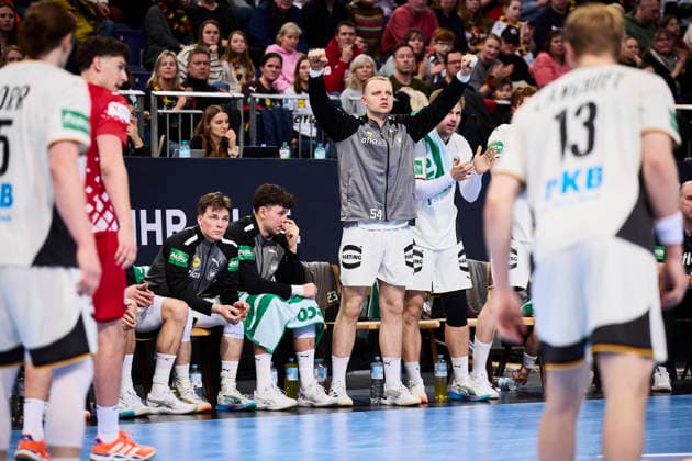 Handball mens national match Germany Croatia on 11 01 2026, cheers from Justus Fischer 54 Germany Hanover ZAG arena Lower Saxony Germany