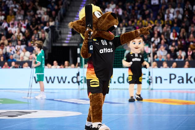 Handball mens national match Germany Croatia on 11 01 2026, Mascot of the German team Hannover ZAG arena Niedersachsen Germany